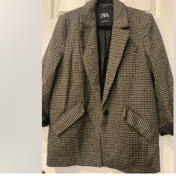 Zara Jackets & Blazers - Zara Women's Boyfriend Oversized Plaid Houndstooth Blazer Jacket
